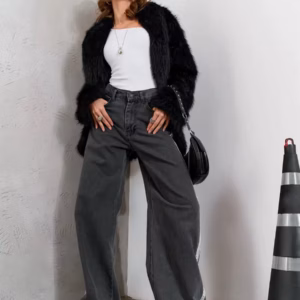 Casual Street Stripe Splicing Contrast Loose Wide Leg Straight Jeans