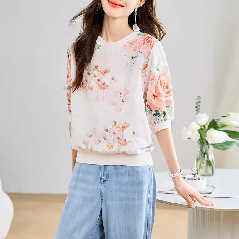 Casual Trendy Patchwork Printing Short Sleeve T-shirts