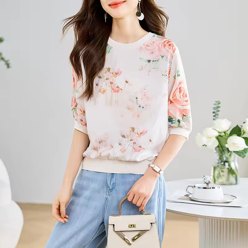 Casual Trendy Patchwork Printing Short Sleeve T-shirts - Image 3