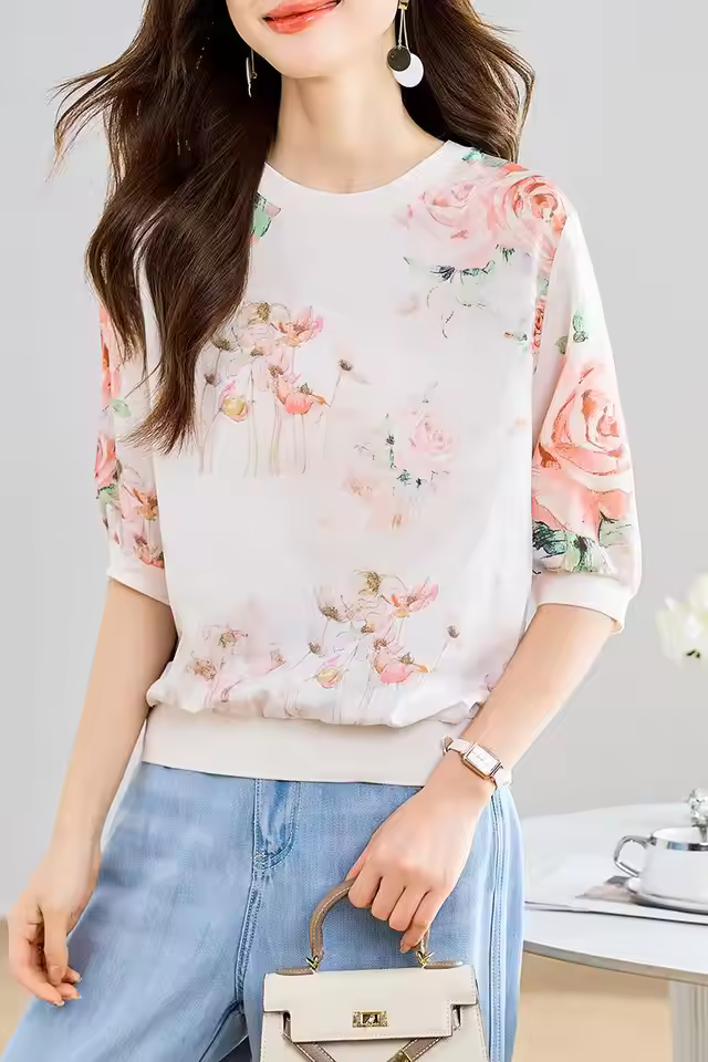 Casual Trendy Patchwork Printing Short Sleeve T-shirts - Image 5