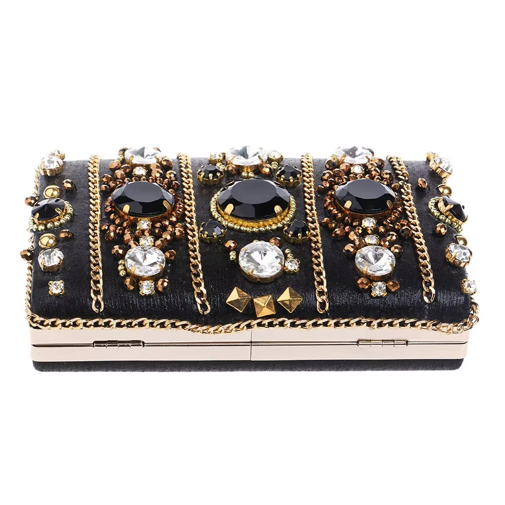 Crystal Bead Diamonds Luxury Formal Cocktail Party Evening Clutch Bag - Image 8