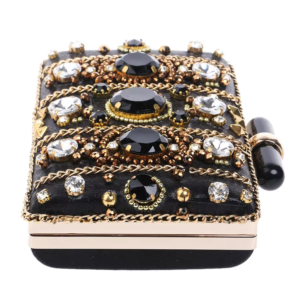 Crystal Bead Diamonds Luxury Formal Cocktail Party Evening Clutch Bag - Image 7