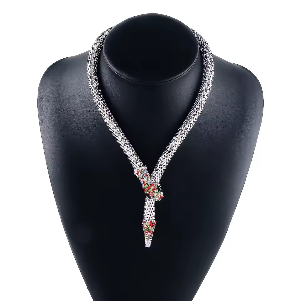 Geometric Crystal Snake Magnetic Chain On Neck Party Punk Choker