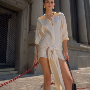 Designer Long Sleeve V Neck Blazer Celebrity Mini Dress