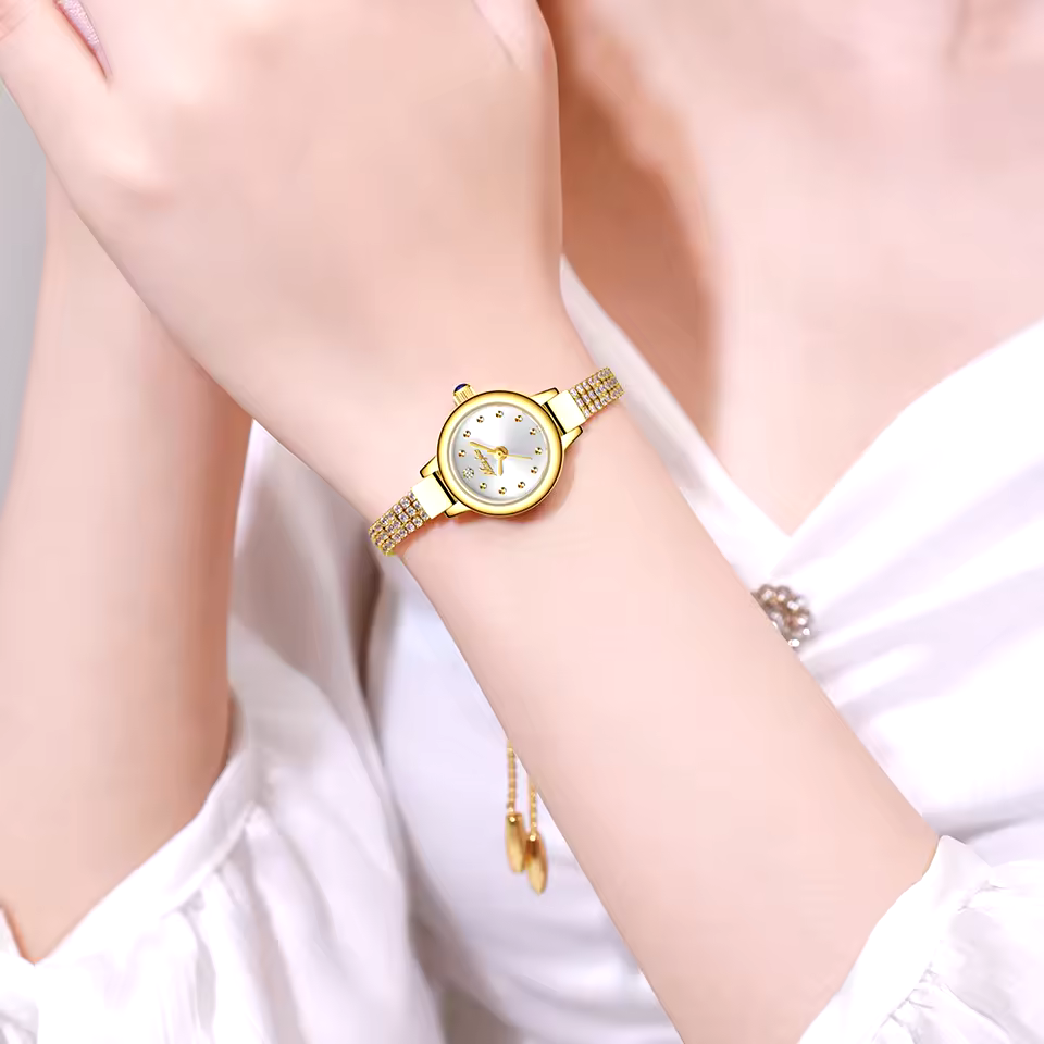 Diamond Bracelet Simple Stylish Quartz Watch Mini Dial Party Dress Wristwatch