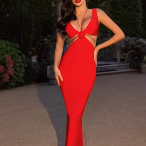 Elegant Cut Out Long Comfortable Soft Celebrity Maxi Dress