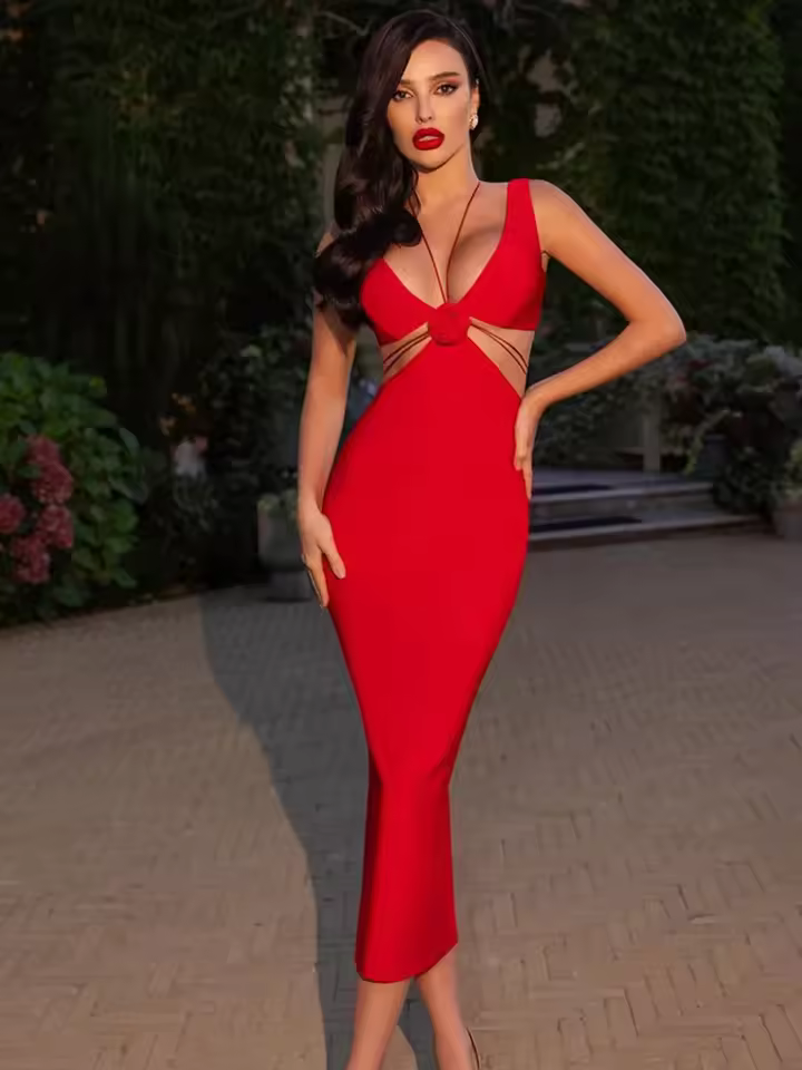 Elegant Cut Out Long Comfortable Soft Celebrity Maxi Dress