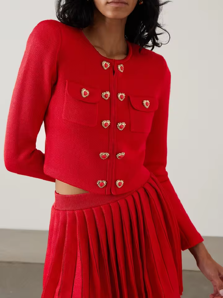 Elegant Double-Breasted Jacket Pleated Skirt 2-Piece Suit - Image 2