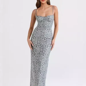 Elegant Lace Sweetheart Neckline Spaghetti Straps Bodycon Maxi Dress