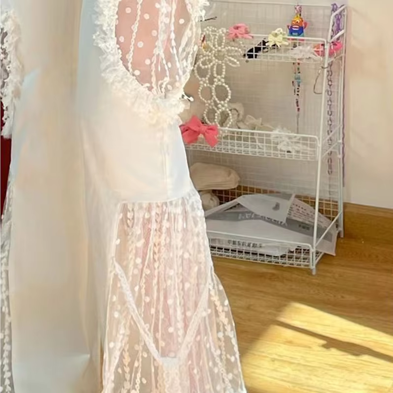 Elegant Lace Cut Out Spliced Pocket Lacework High Waist Flare Pants - Image 4