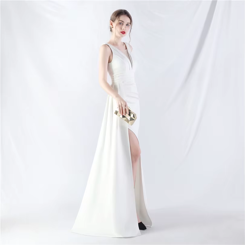 Elegant Mermaid Slit Soft Satin Formal Occasion Wedding Party Dress - Image 8