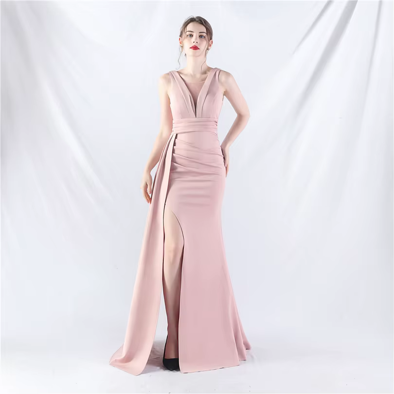 Elegant Mermaid Slit Soft Satin Formal Occasion Wedding Party Dress - Image 10
