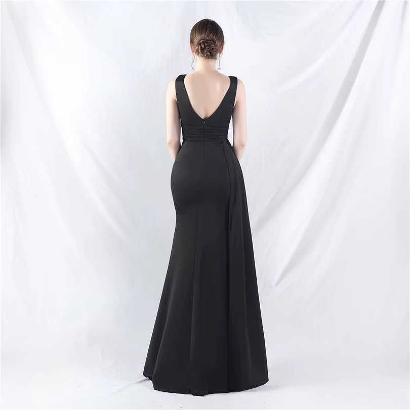 Elegant Mermaid Slit Soft Satin Formal Occasion Wedding Party Dress - Image 18