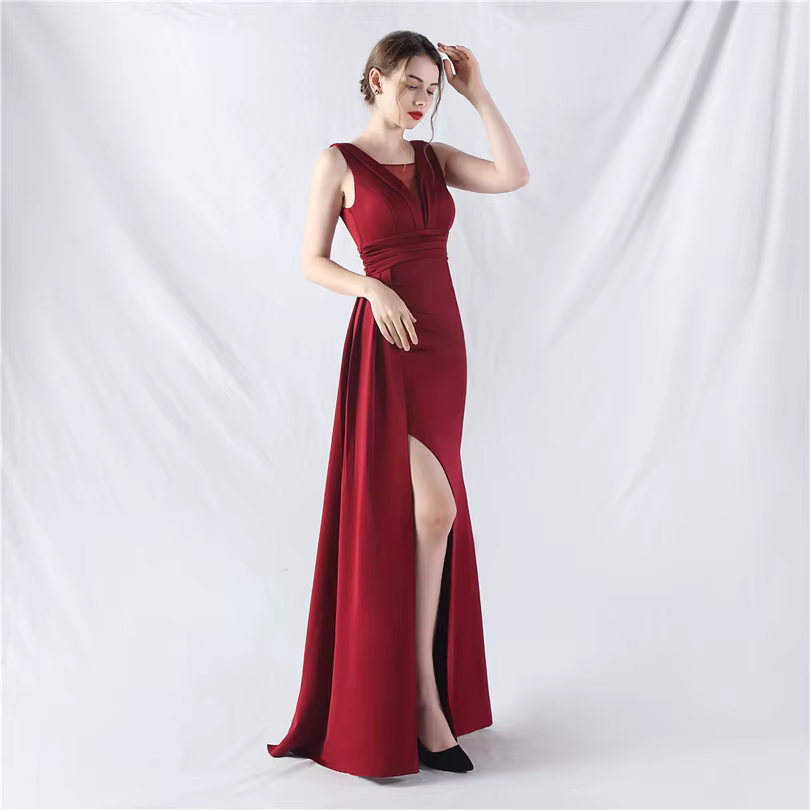 Elegant Mermaid Slit Soft Satin Formal Occasion Wedding Party Dress - Image 20