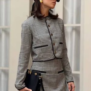 Elegant O-Neck Button Shirts And High Waist Pockets Mini Skirts 2 Piece Set