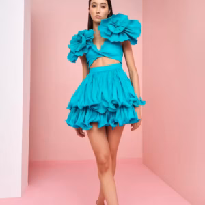 Elegant Pleated Tiered 3D Floral Birthday Party Mini Dress33 Elegant Pleated Tiered 3D Floral Birthday Party Mini Dress