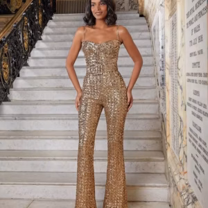 Elegant Sequin Birthday Party Ankle-Length Jumpsuit