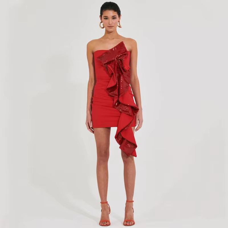 Elegant Sequins Decoration Hugging Nightclub Mini Dress - Image 2