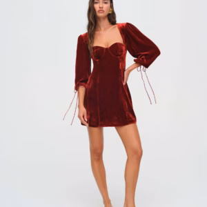 Elegant Sheath Long Sleeved Velvet Hollow Out Backless Mini Dress