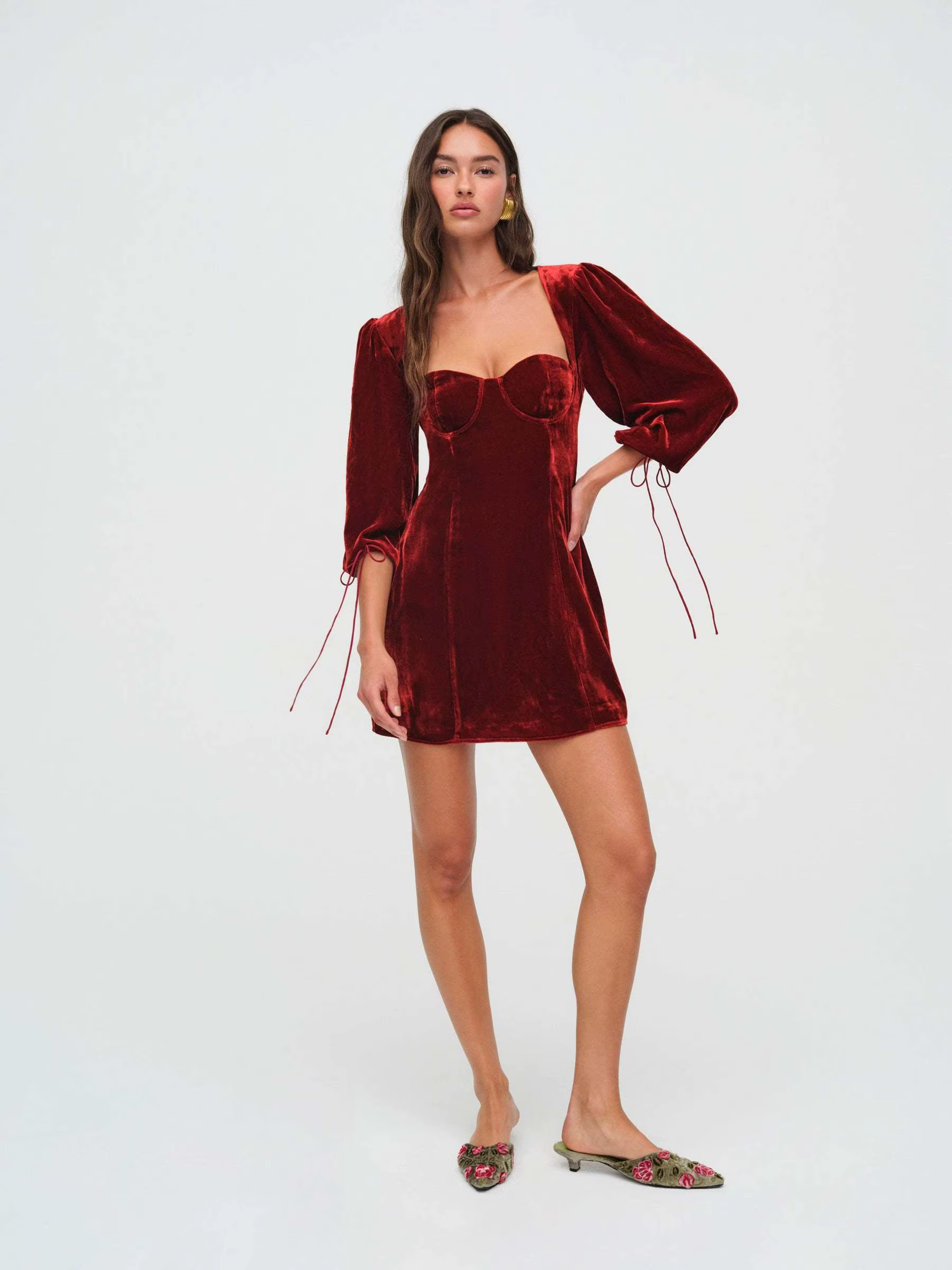 Elegant Sheath Long Sleeved Velvet Hollow Out Backless Mini Dress