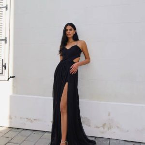 Elegant Spaghetti Strap Backless Sleeveless Side Slit Floor-Length Maxi Dress1 Elegant Spaghetti Strap Backless Sleeveless Side Slit Floor-Length Maxi Dress