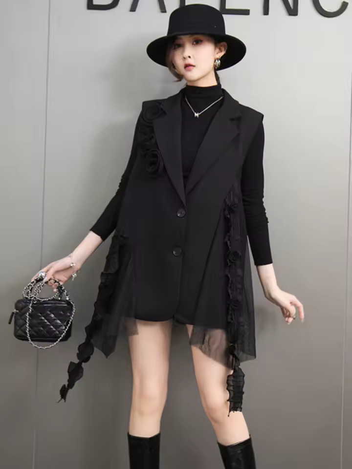Elegant Turn Down Collar Single Breasted Blazer Dress