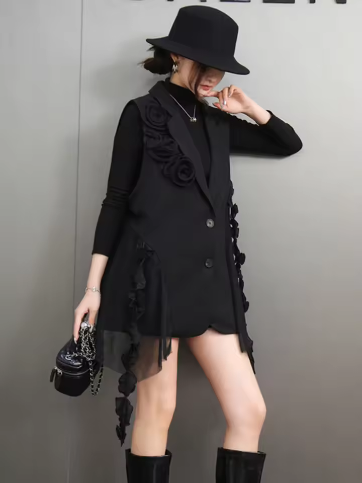 Elegant Turn Down Collar Single Breasted Blazer Dress - Image 5