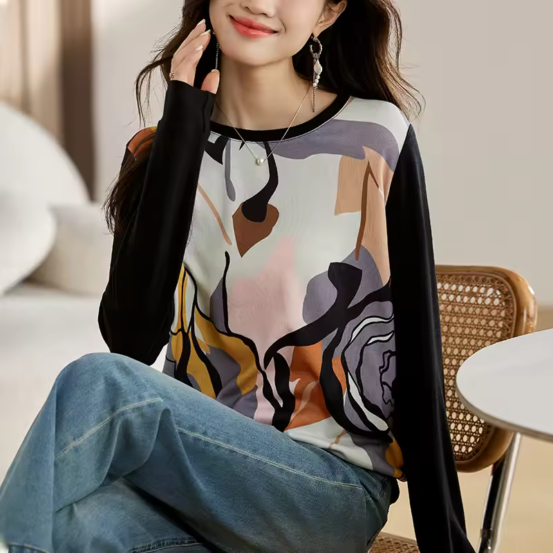 Elegant And Comfortable Long Sleeve Printed T-shirts