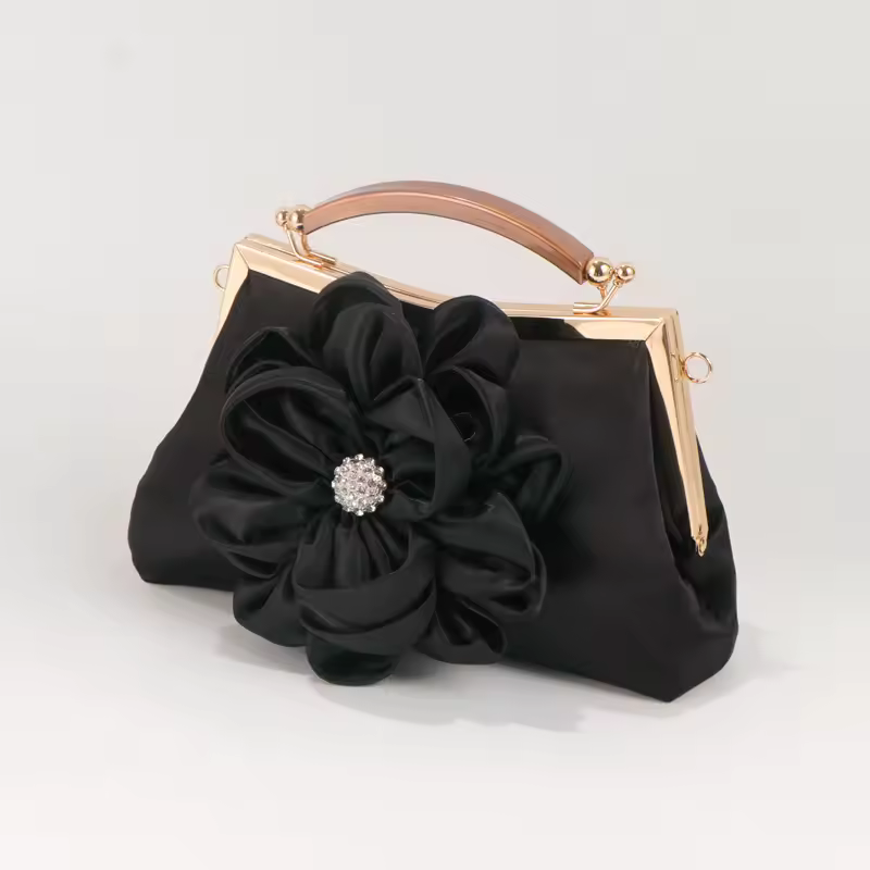 Floral Flower Evening Handbag with Detachable Chain Strap Party Prom Bags - Image 5