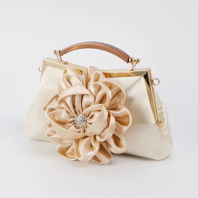Floral Flower Evening Handbag with Detachable Chain Strap Party Prom Bags - Image 2