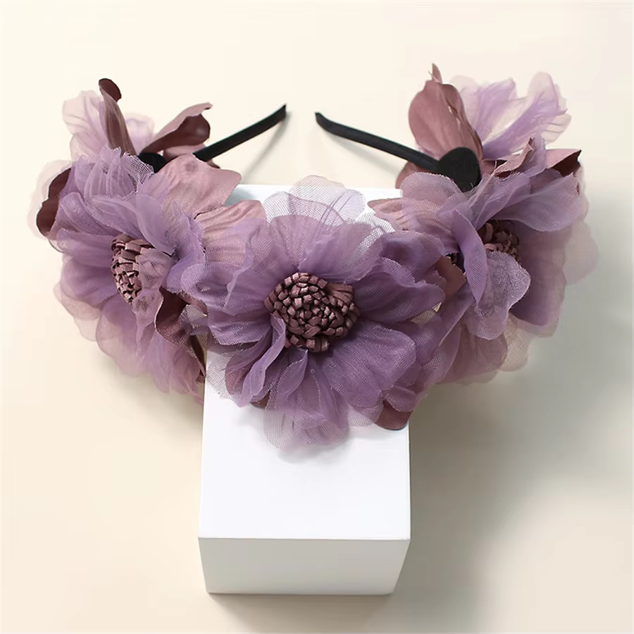 Floral Print Fashionable Simulated Mesh Flower Wedding Headbands