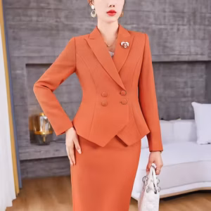 Formal Lantern Sleeve Blazer And Skirt 2 Piece Suit