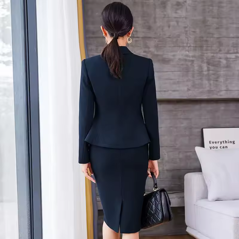 Formal Lantern Sleeve Blazer And Skirt 2 Piece Suit - Image 5