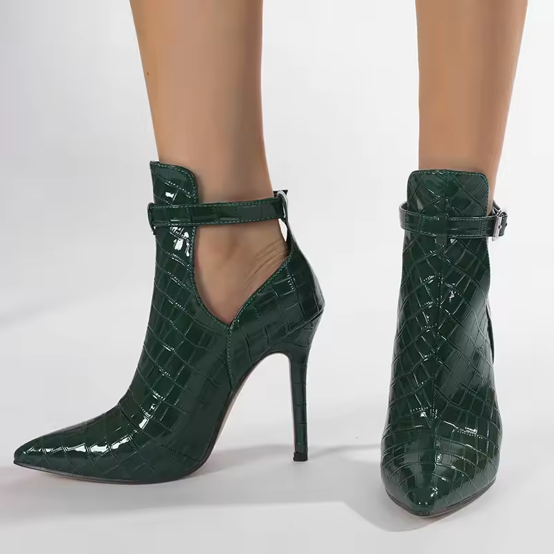 Gladiator Pointed Toe Thin High Heels Serpentine Buckle Strap Dress Shoes