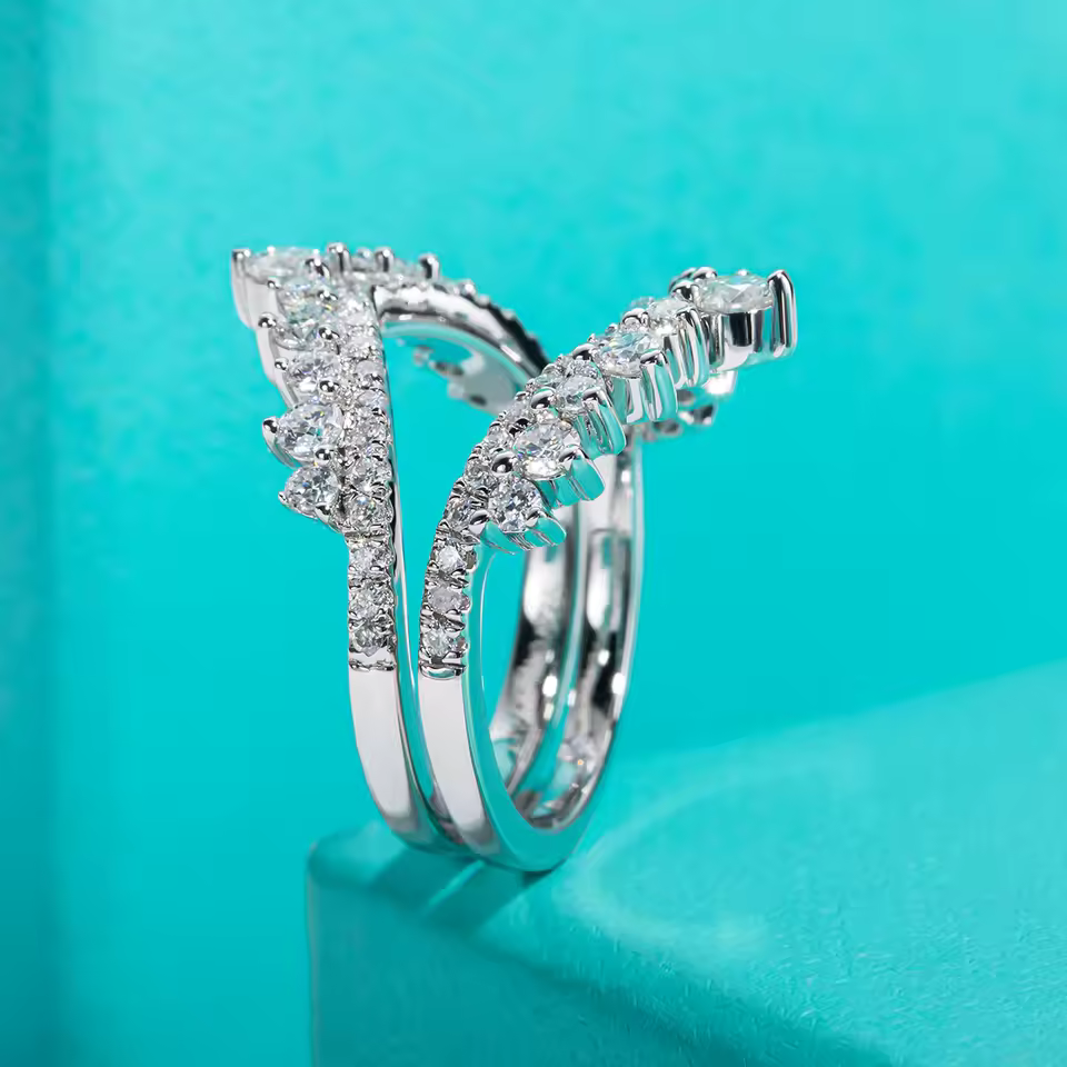 Heart Shape Wedding 18k Gold Plated 925 Sterling Silver Bridal Ring