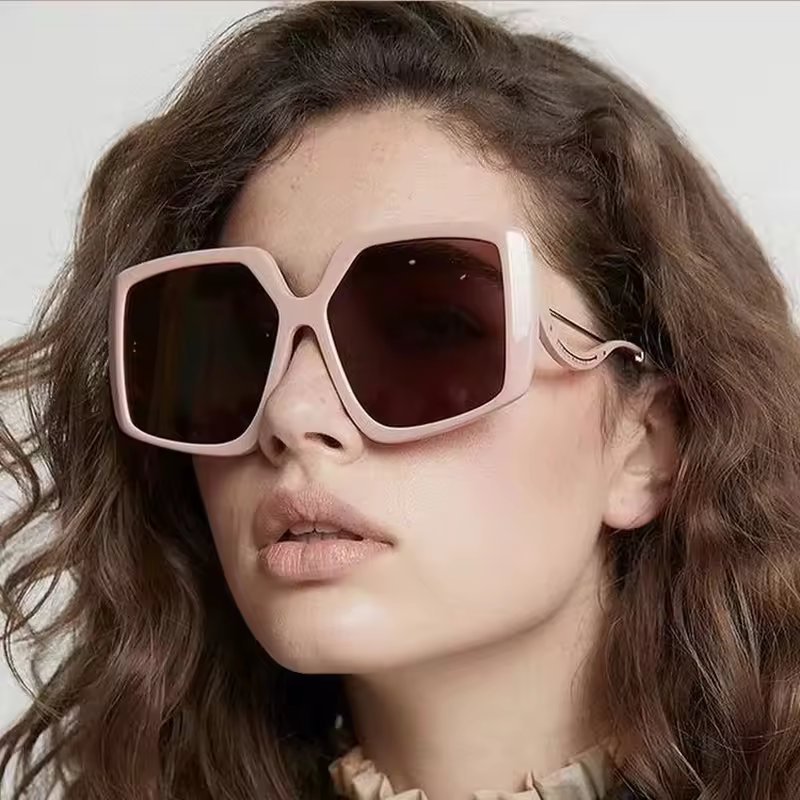 Irregular Square Metal Hinge Retro Eyewear Shades UV400 Sunglasses