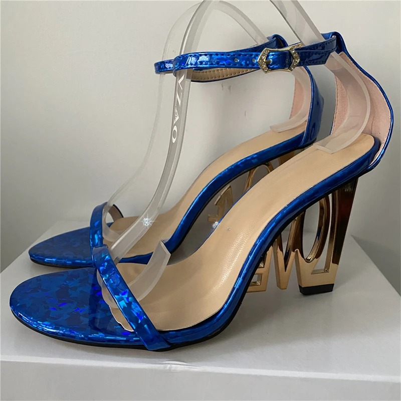 Letter-Love One-strap Fretwork Party Strange High Heels Gladiator Sandals