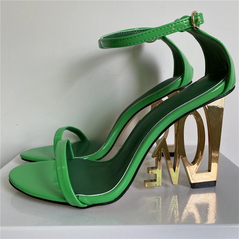 Letter-Love One-strap Fretwork Party Strange High Heels Gladiator Sandals - Image 6