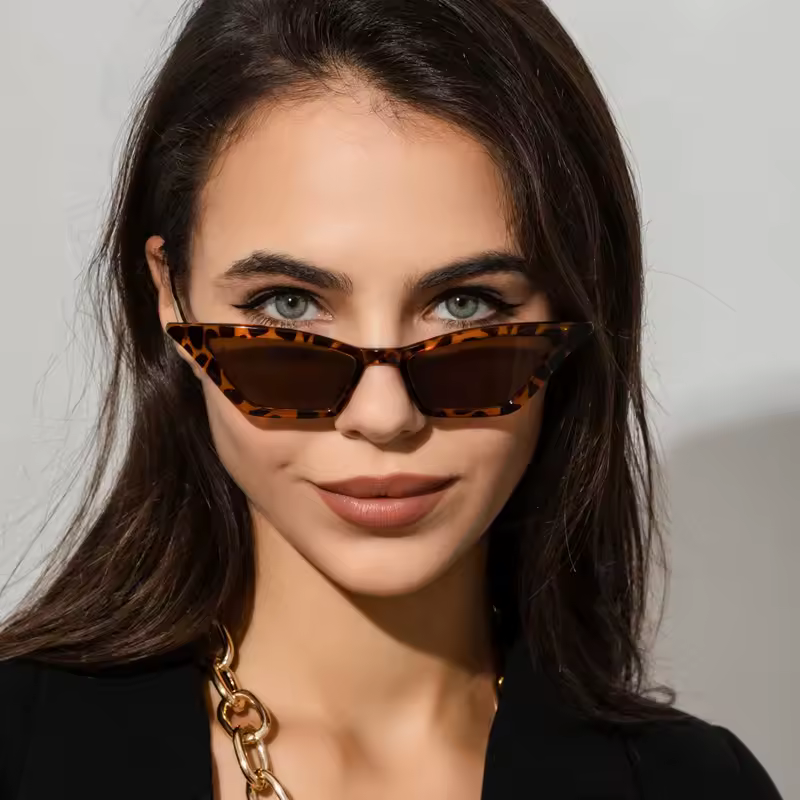 Elegant Leopard Shades Alloy Unique Plastic Cat Eye Triangle Eyeglasses