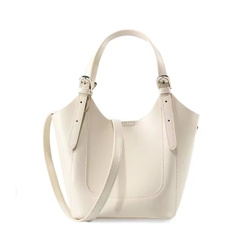 Luxury Cowhide Genuine Leather Bucket Tote Shoulder Small Handbags - Image 6