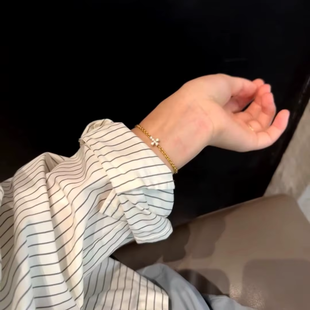 Luxury Cross Zircon Exquisite Stainless Steel Beaded Bracelet - Image 2