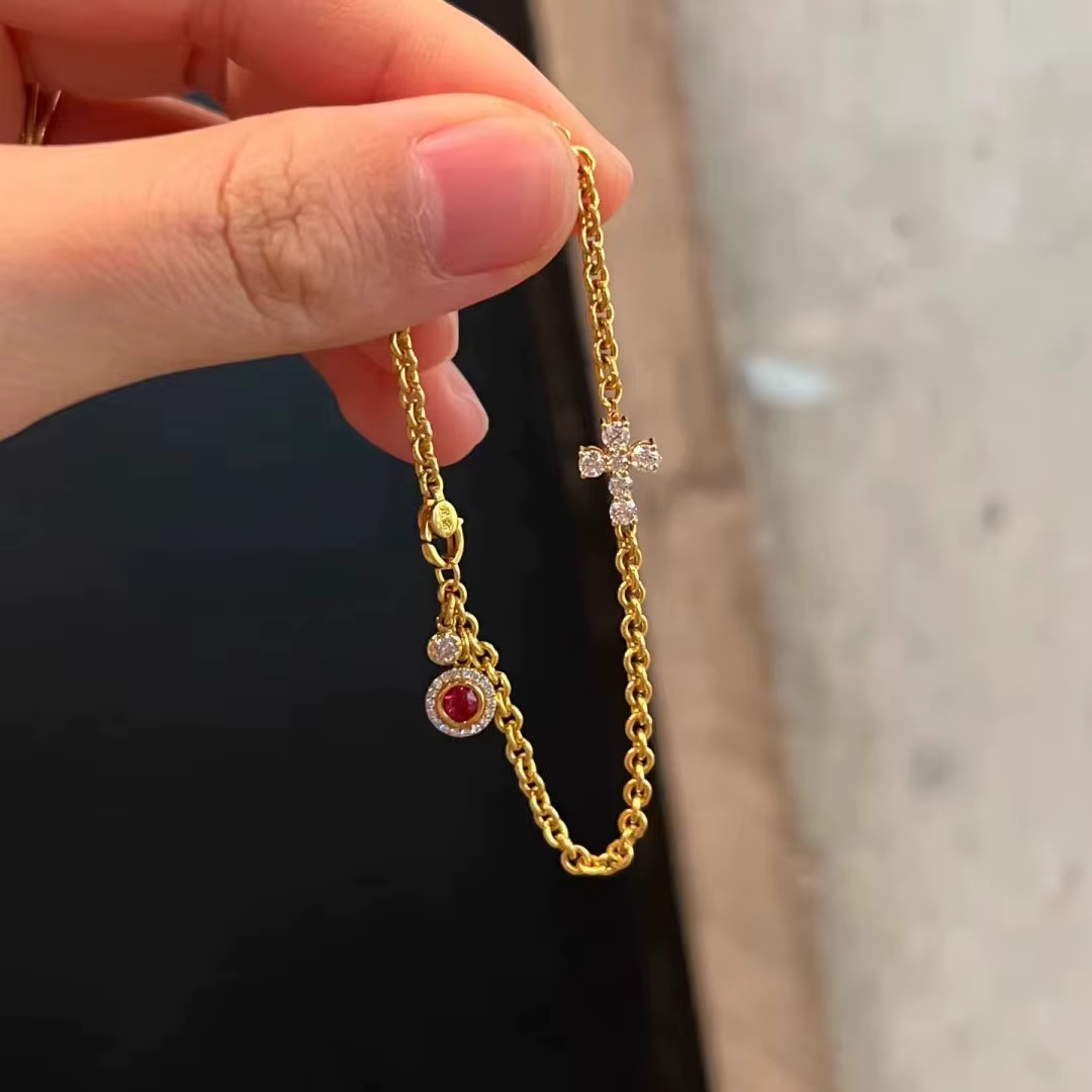 Luxury Cross Zircon Exquisite Stainless Steel Beaded Bracelet - Image 3