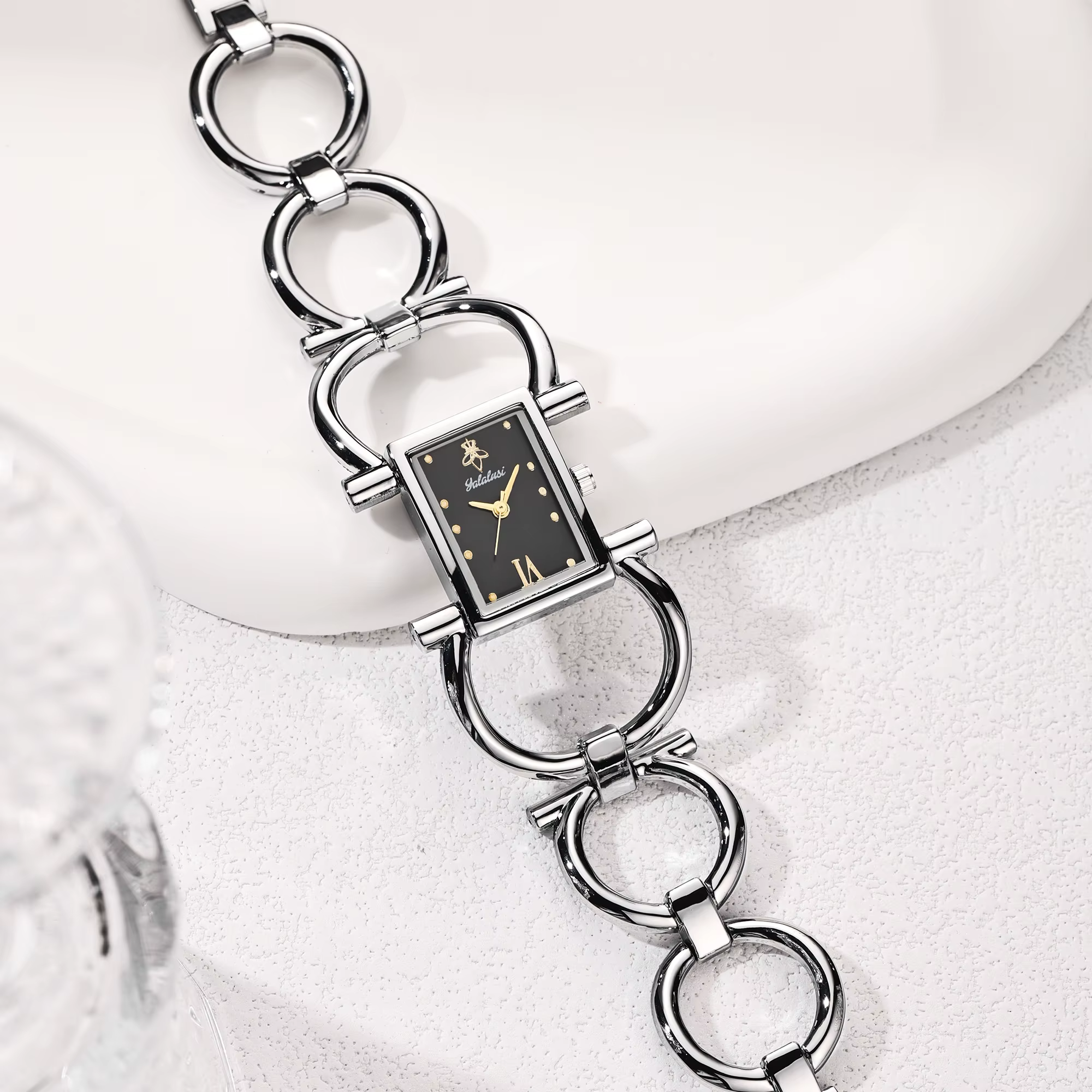 Crystal Diamonds Hook Buckle Quartz Luxury Watch