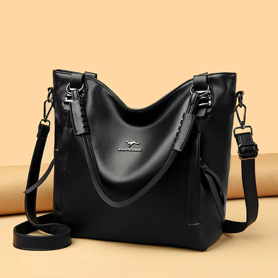 Luxury Solid Color Cowhide Soft Genuine Leather Shoulder Messenger Bag - Image 7