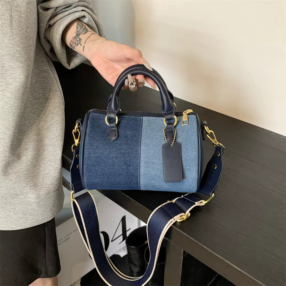 Patchwork Colorblock Denim Casual Street Cross Body Mini Handbags - Image 3