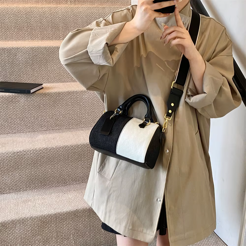 Patchwork Colorblock Denim Casual Street Cross Body Mini Handbags - Image 12