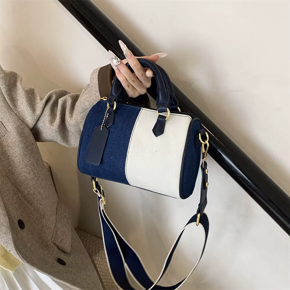 Patchwork Colorblock Denim Casual Street Cross Body Mini Handbags - Image 9
