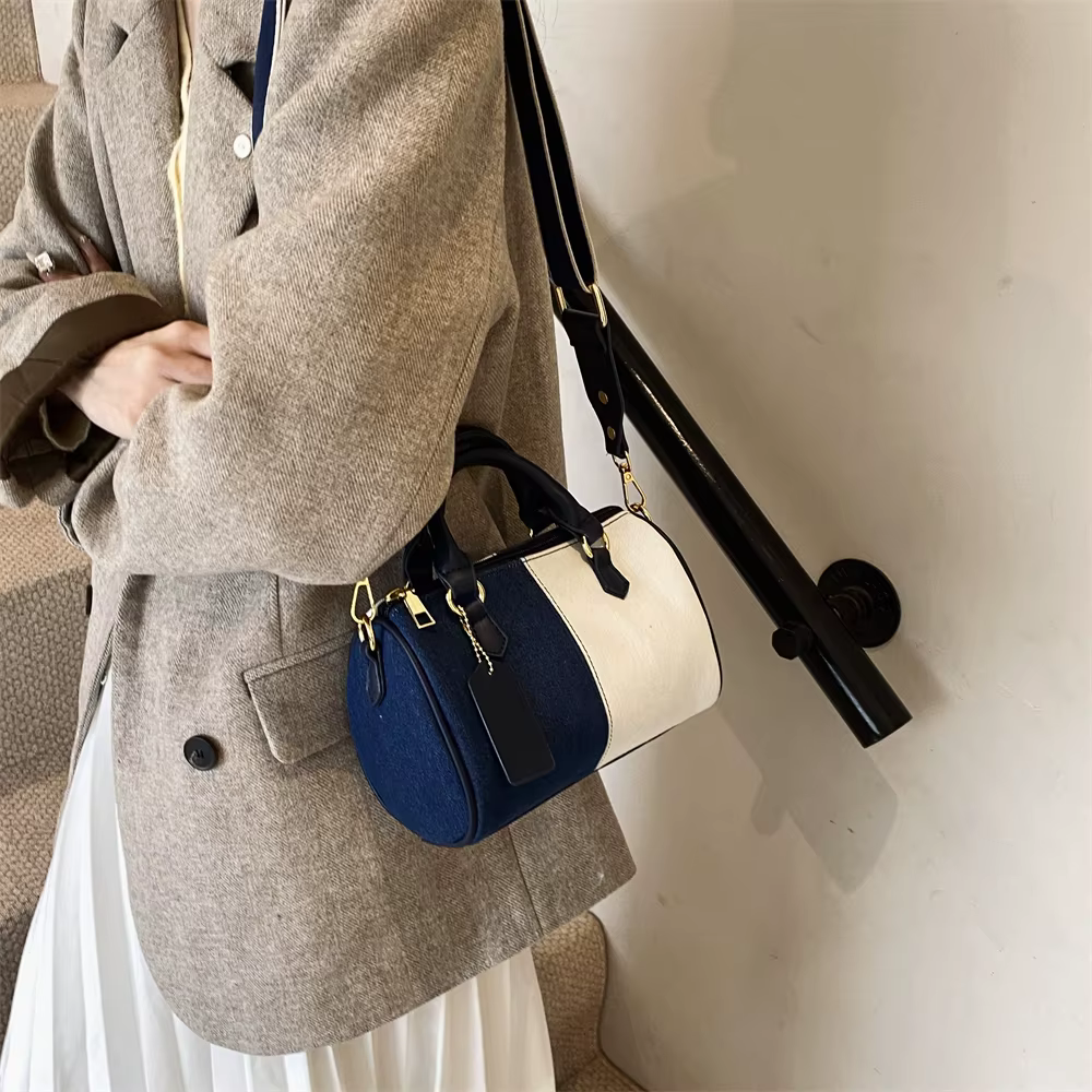 Patchwork Colorblock Denim Casual Street Cross Body Mini Handbags - Image 7