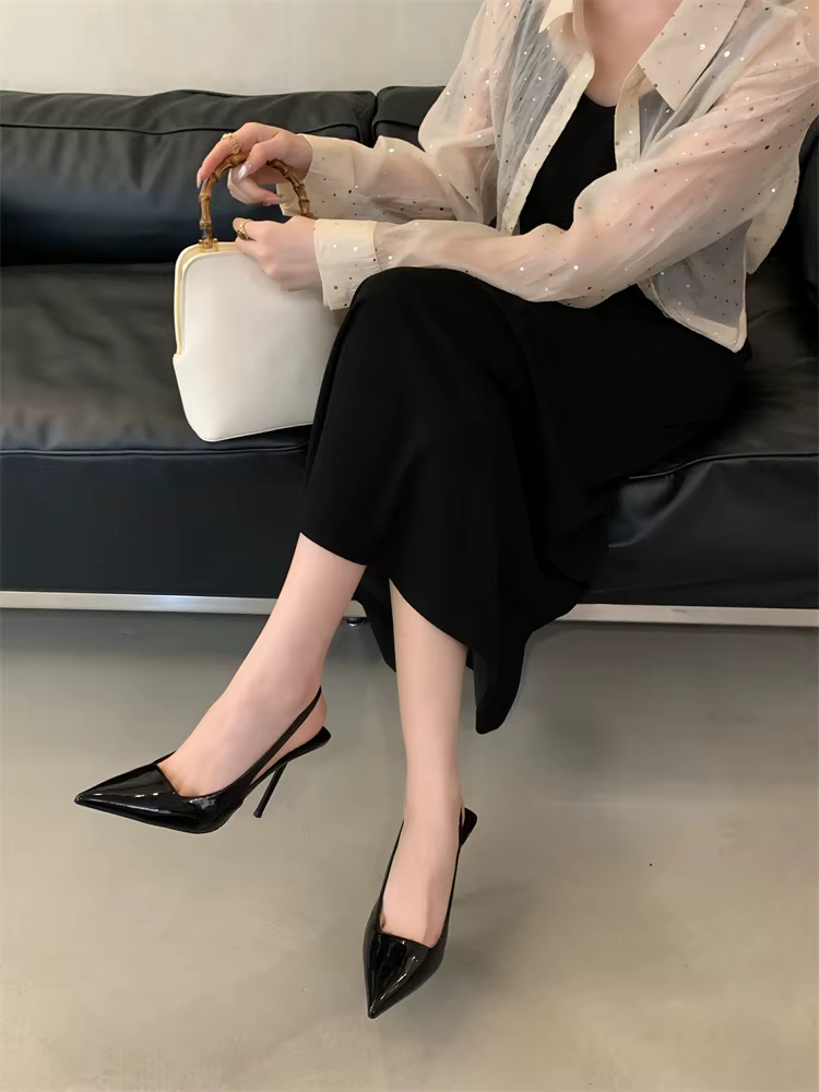 Elegant Patent Leather Ankle Strap Stiletto High Heel - Image 3