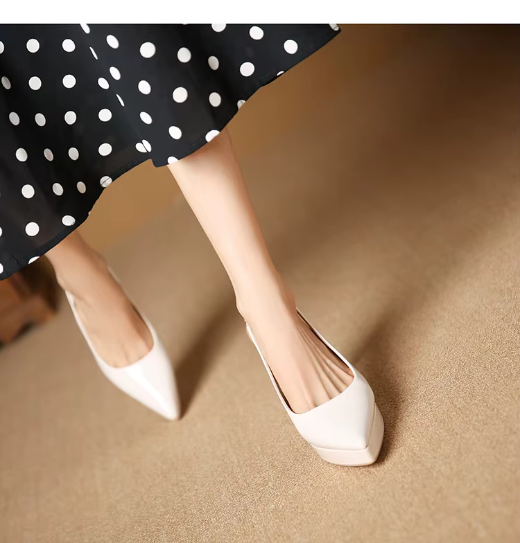 Pointed Toe Patent Leather Elastic Band High Heels Sandals - Image 10